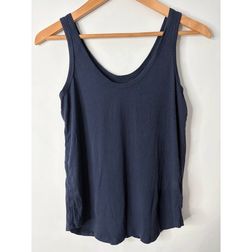 Quince Navy Blue Cotton Modal Scoop Neck Tank Top Sz XS Quiet Luxury Minimalist